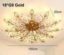 Industrial gold crystal leaf led ceiling light living room