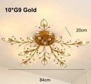 Industrial gold crystal leaf led ceiling light living room