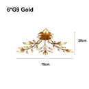 Industrial gold crystal leaf led ceiling light living room