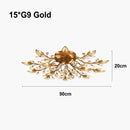 Industrial gold crystal leaf led ceiling light living room