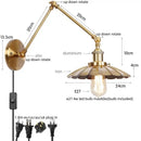 Industrial gold fluted wall lamp with pull chain switch bedroom sconce