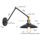 Industrial gold fluted wall lamp with pull chain switch bedroom sconce