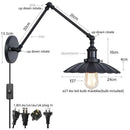 Industrial gold fluted wall lamp with pull chain switch bedroom sconce