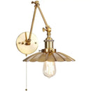 Industrial gold fluted wall lamp with pull chain switch bedroom sconce