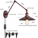 Industrial gold fluted wall lamp with pull chain switch bedroom sconce