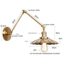 Industrial gold fluted wall lamp with pull chain switch bedroom sconce