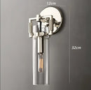 Industrial gold glass wall lamp bedroom sconce with clear shade