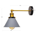 Industrial gold wall lamp bedroom brass sconce with adjustable arm