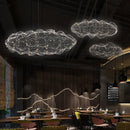 Industrial golden cloud pendant lights bedroom wire mesh chandelier