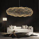 Industrial golden cloud pendant lights bedroom wire mesh chandelier
