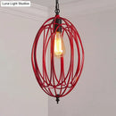 Gray Red Cage Pendant Light