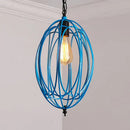 DecorBites™ Industrial Gray/Red Oval Cage Hanging Pendant Light with Adjustable Chain - 1 Bulb - Ideal for Restaurants, Metallic Design