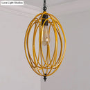 DecorBites™ Industrial Gray/Red Oval Cage Hanging Pendant Light with Adjustable Chain - 1 Bulb - Ideal for Restaurants, Metallic Design