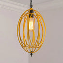 DecorBites™ Industrial Gray/Red Oval Cage Hanging Pendant Light with Adjustable Chain - 1 Bulb - Ideal for Restaurants, Metallic Design