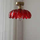 Industrial green petal glass pendant light dining room copper socket