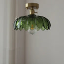 Industrial green petal glass pendant light dining room copper socket