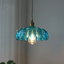 Industrial green petal glass pendant light dining room copper socket