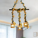 DecorBites™ Birdcage Industrial Hemp Rope Suspension Lamp - 3/5-Light Black Ceiling Lighting for Restaurant Island