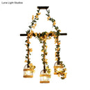 DecorBites™ Birdcage Industrial Hemp Rope Suspension Lamp - 3/5-Light Black Ceiling Lighting for Restaurant Island