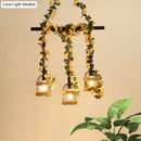 DecorBites™ Birdcage Industrial Hemp Rope Suspension Lamp - 3/5-Light Black Ceiling Lighting for Restaurant Island