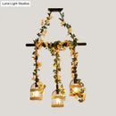 DecorBites™ Birdcage Industrial Hemp Rope Suspension Lamp - 3/5-Light Black Ceiling Lighting for Restaurant Island