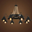 Industrial hemp rope pendant light dining room iron lampshade