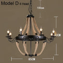 Industrial hemp rope pendant light dining room iron lampshade