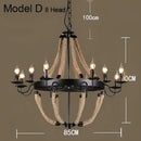 Industrial hemp rope pendant light dining room iron lampshade