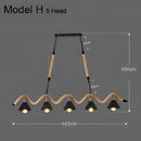 Industrial hemp rope pendant light with four black shades kitchen