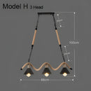 Industrial hemp rope pendant light with four black shades kitchen