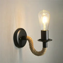 Industrial hemp rope wall lamp with red valve for kitchen living room
