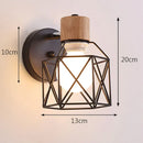 Industrial iron cage wall light bedroom black metal sconce