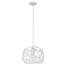 Industrial iron pendant lights black & white wireframe dining room