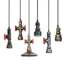 Industrial iron pipe pendant light kitchen black & brass with valve