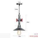 Industrial iron pipe pendant light kitchen black & brass with valve