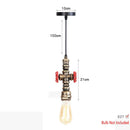 Industrial iron pipe pendant light kitchen black & brass with valve