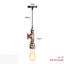 Industrial iron pipe pendant light kitchen black & brass with valve
