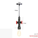 Industrial iron pipe pendant light kitchen black & brass with valve