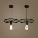 DecorBites™ Industrial Iron Wheel Chandelier for Dining Room, Restaurant, and Cafe
