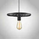 DecorBites™ Industrial Iron Wheel Chandelier for Dining Room, Restaurant, and Cafe
