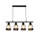 Industrial loft chandelier black metal mesh cage dining room light