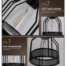 Industrial loft chandelier black metal mesh cage dining room light