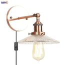 Industrial loft led copper wall light with glass shade bedroom