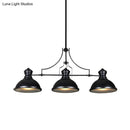 Industrial matte black 3 light pendant with glass dome shade kitchen