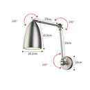 Industrial matte black adjustable swing long arm wall lamp bedroom