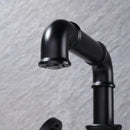Industrial matte black brass bathroom faucets with wheel handles