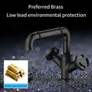 Industrial matte black brass bathroom faucets with wheel handles