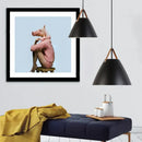 Industrial matte black & wood pendant light fixture kitchen
