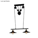 Industrial mickey metal island pendant light kitchen pull chain black