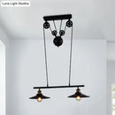 Industrial mickey metal island pendant light kitchen pull chain black